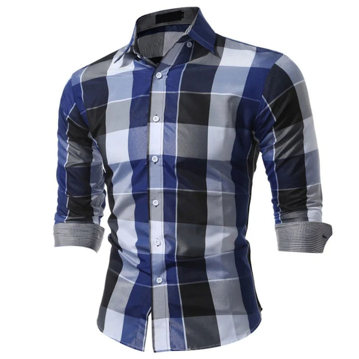 Checked Cotton Shirt Leonardo – Business & Casual Versatility-Blue-M-State of Style