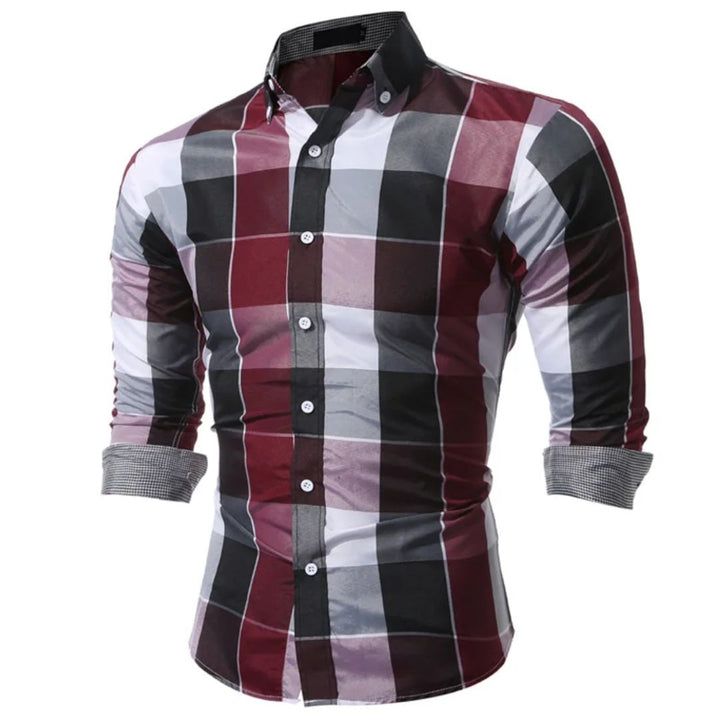 Checked Cotton Shirt Leonardo – Business & Casual Versatility-Red-M-State of Style