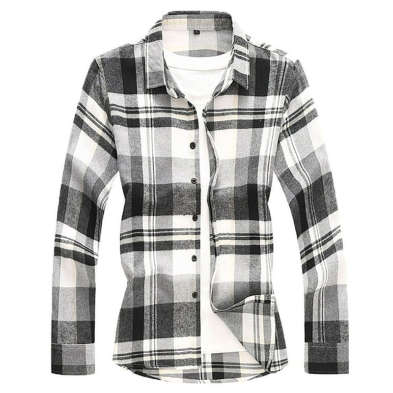 Checked Flannel Shirt Angus – Plus-Size Comfort & Casual Style-Black-M-State of Style