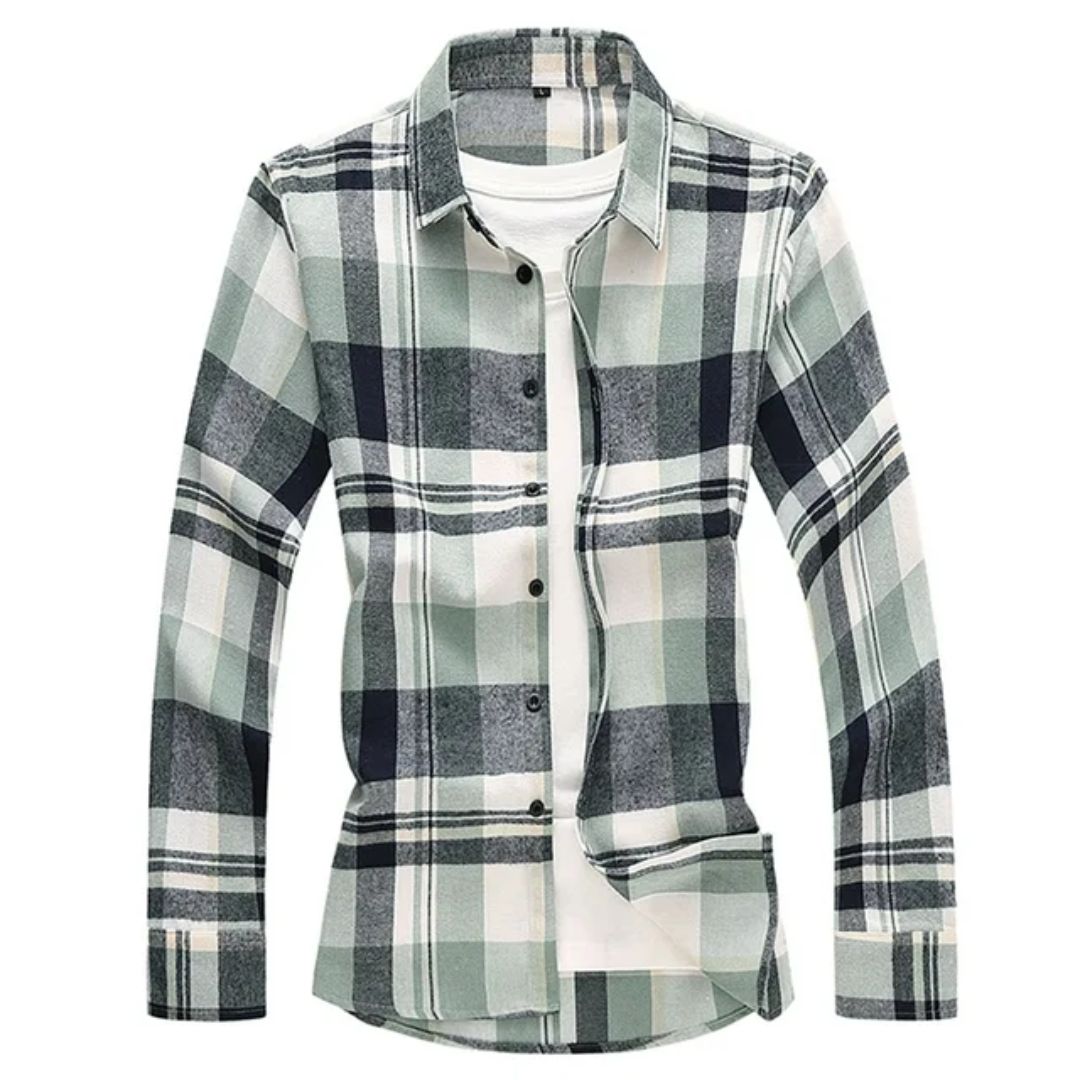 Checked Flannel Shirt Angus – Plus-Size Comfort & Casual Style-Green-M-State of Style