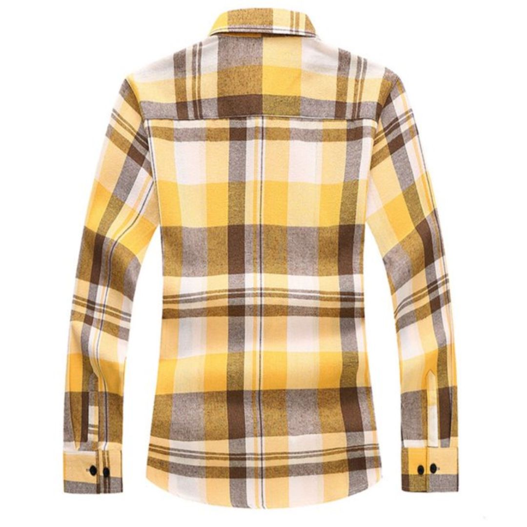 Checked Flannel Shirt Angus – Plus-Size Comfort & Casual Style-Yellow-M-State of Style