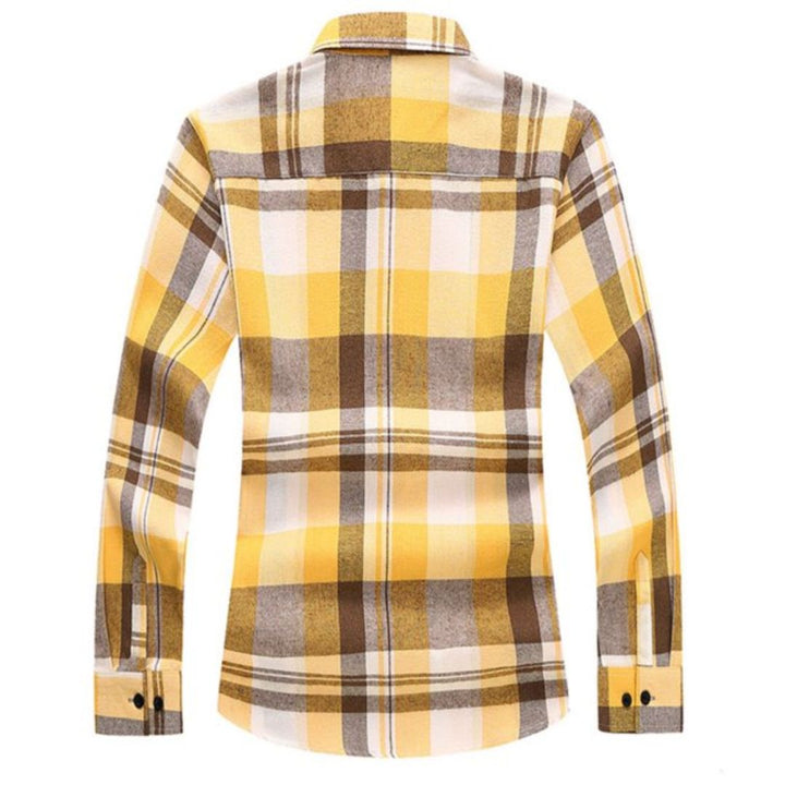 Checked Flannel Shirt Angus – Plus-Size Comfort & Casual Style-Yellow-M-State of Style