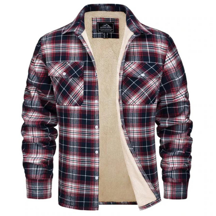 Checked Fleece-Lined Jacket - Lawson-Red-S-State of Style