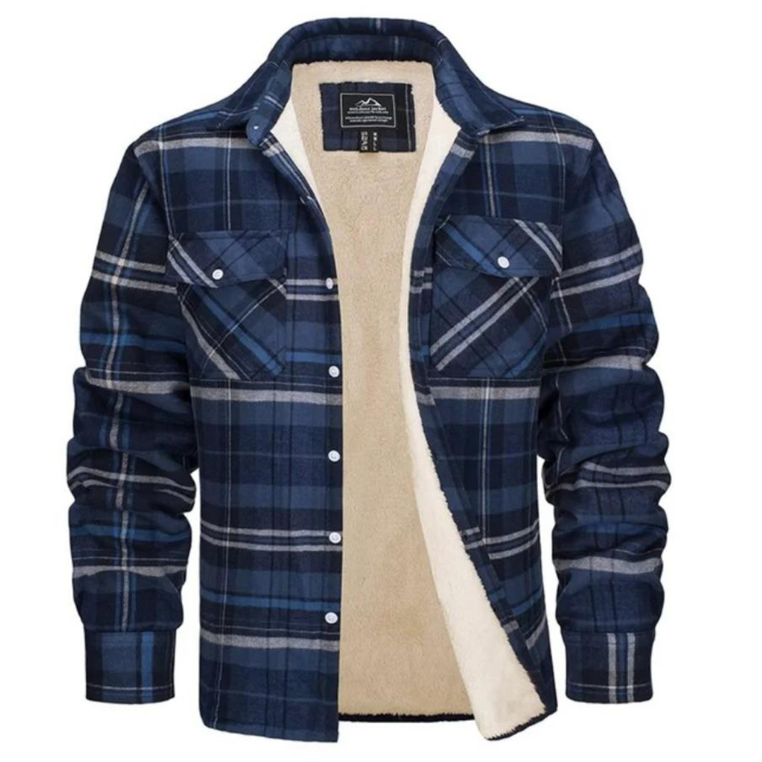 Checked Fleece-Lined Jacket - Lawson-Slate Blue-S-State of Style