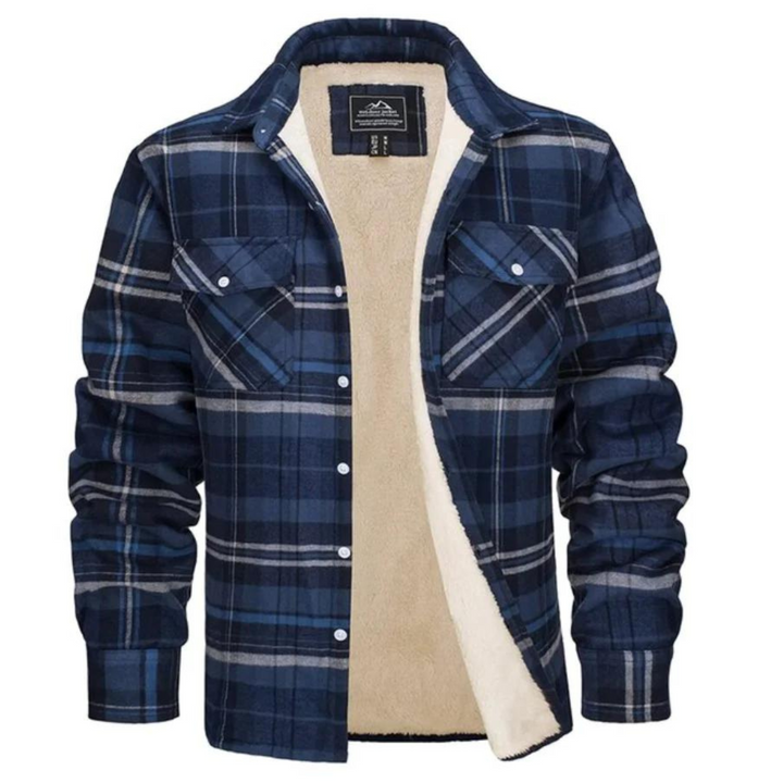 Checked Fleece-Lined Jacket - Lawson-Slate Blue-S-State of Style