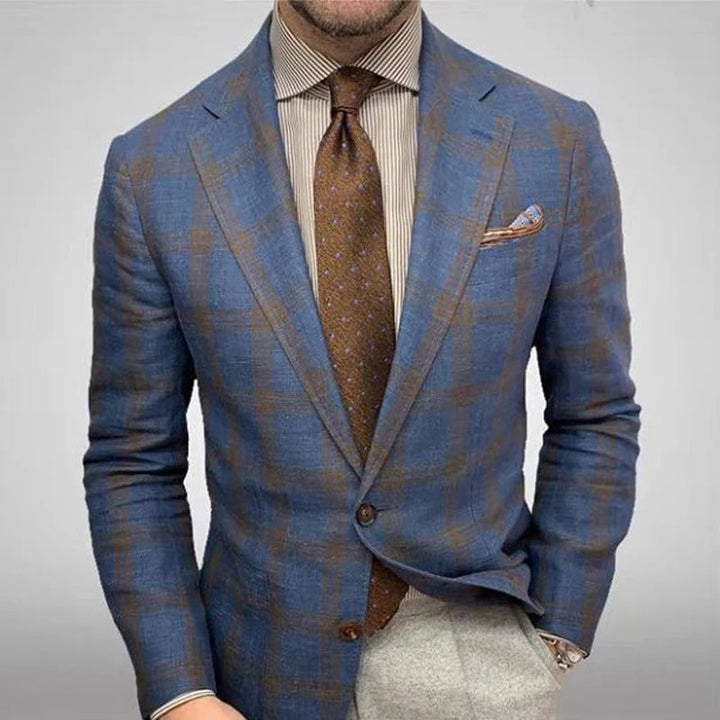 Checked Men's Blazer - Everett-Blue-S-State of Style