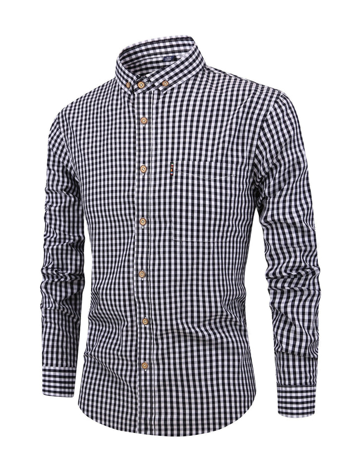 Checked Men’s Shirt with Comfortable Fit - Jules-Black-XS-State of Style