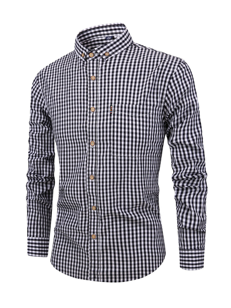 Checked Men’s Shirt with Comfortable Fit - Jules-Black-XS-State of Style
