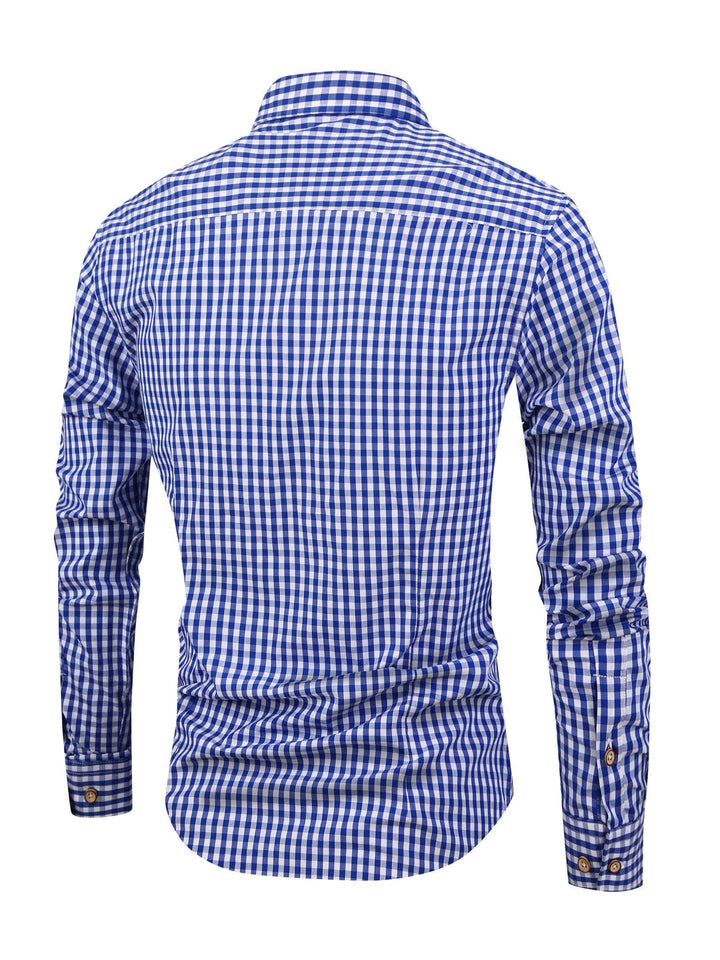 Checked Men’s Shirt with Comfortable Fit - Jules-Dark blue-XS-State of Style