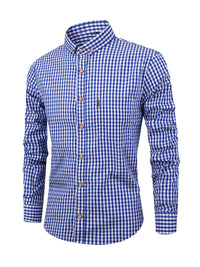 Checked Men’s Shirt with Comfortable Fit - Jules-Dark blue-XS-State of Style