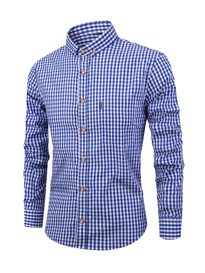 Checked Men’s Shirt with Comfortable Fit - Jules-Dark blue-XS-State of Style
