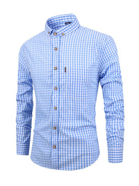 Checked Men’s Shirt with Comfortable Fit - Jules-Light blue-XS-State of Style
