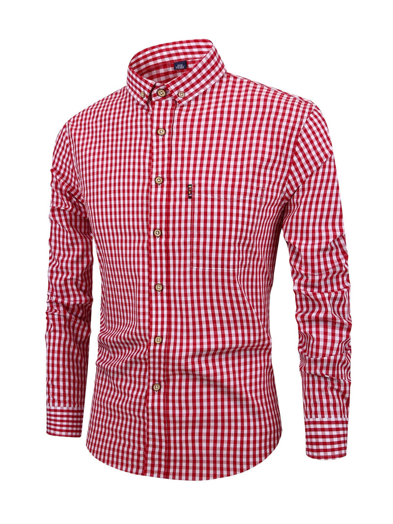 Checked Men’s Shirt with Comfortable Fit - Jules-Red-XS-State of Style