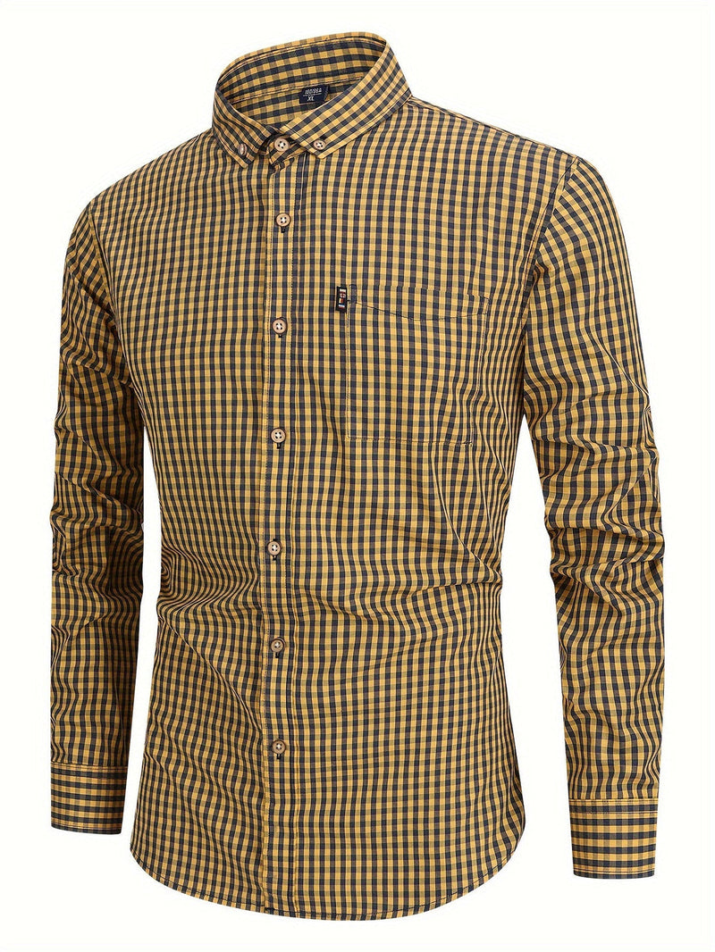 Checked Men’s Shirt with Comfortable Fit - Jules-Yellow-XS-State of Style