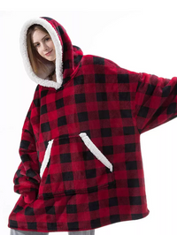 Checked Winter Blanket Sweater | Cosy & Stylish Cold-Weather Knit-Red-One size - Length 150 - 190 cm-State of Style