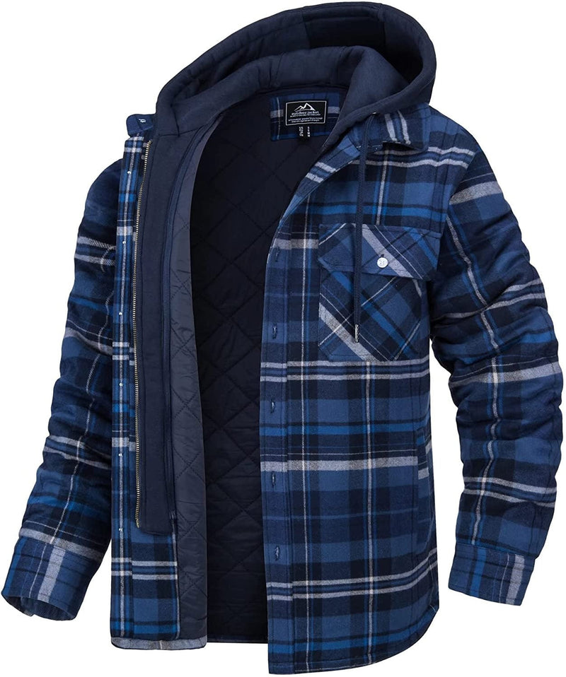 Checkered Men's Hoodie Vest with Warm Lining - Ethan-Dark Blue - Black-S-State of Style