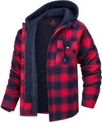 Checkered Men's Hoodie Vest with Warm Lining - Ethan-Red-S-State of Style