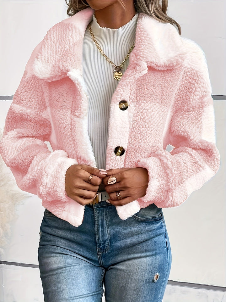 Checkered Teddy Coat with Button Closure – Clara-Brown-S-State of Style