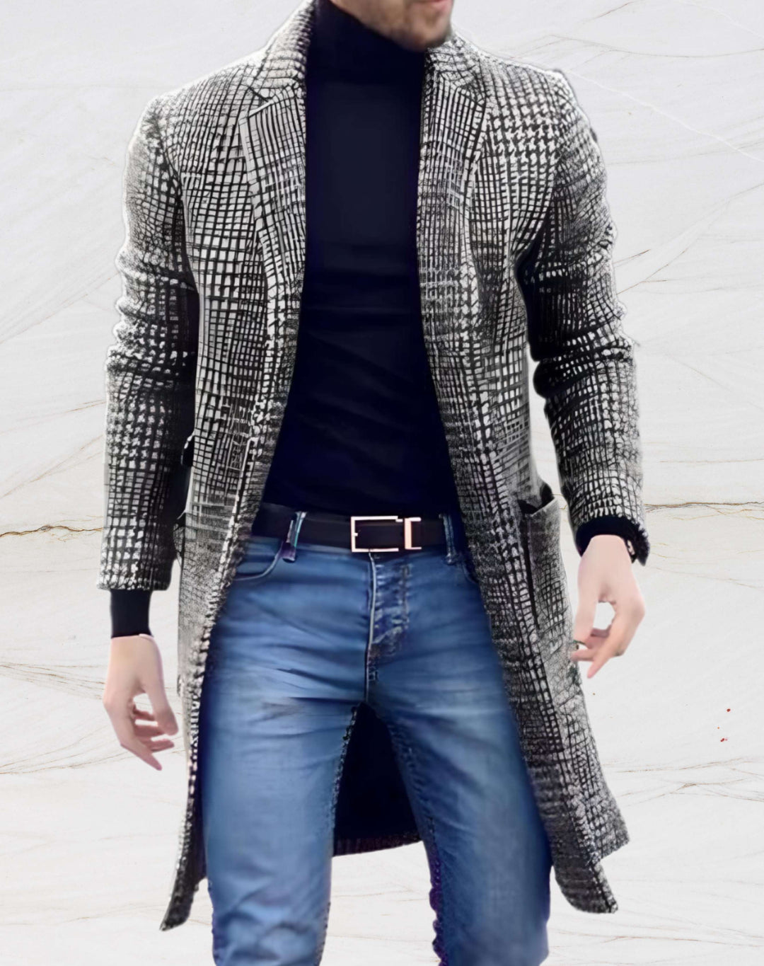 Checkered Winter Coat for Men – Lucas-Grey-S-State of Style