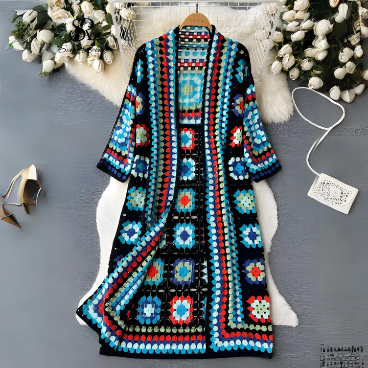 Cheerful Colourful Cardigan - Ivy-Blue-One Size-State of Style