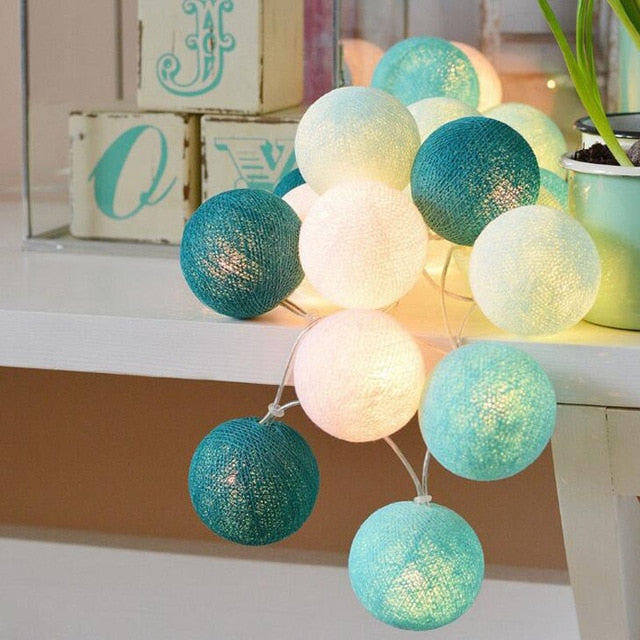 Cheerful Cotton Light-Up Ball Sling - LumiBall-Heavenly blue-150 cm - 10 lamps-USB-State of Style