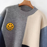Cheerful Patchwork Sweater for Women - Liora-White/Yellow-S-State of Style