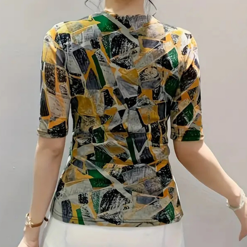 Cheerful V-Neck Blouse for Women - Aria-XS-State of Style