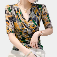 Cheerful V-Neck Blouse for Women - Aria-XS-State of Style