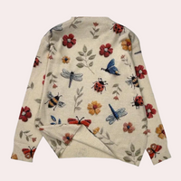 Cheerful Women's Sweater with Floral Print - Fleur-White-XS-State of Style