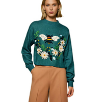 Cheerful Women's Sweater with Floral Print - Fleur-White-XS-State of Style