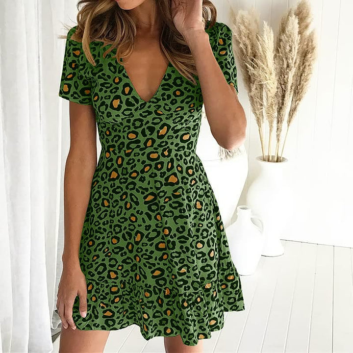 Chic Abstract Mini Dress-Green-S-State of Style