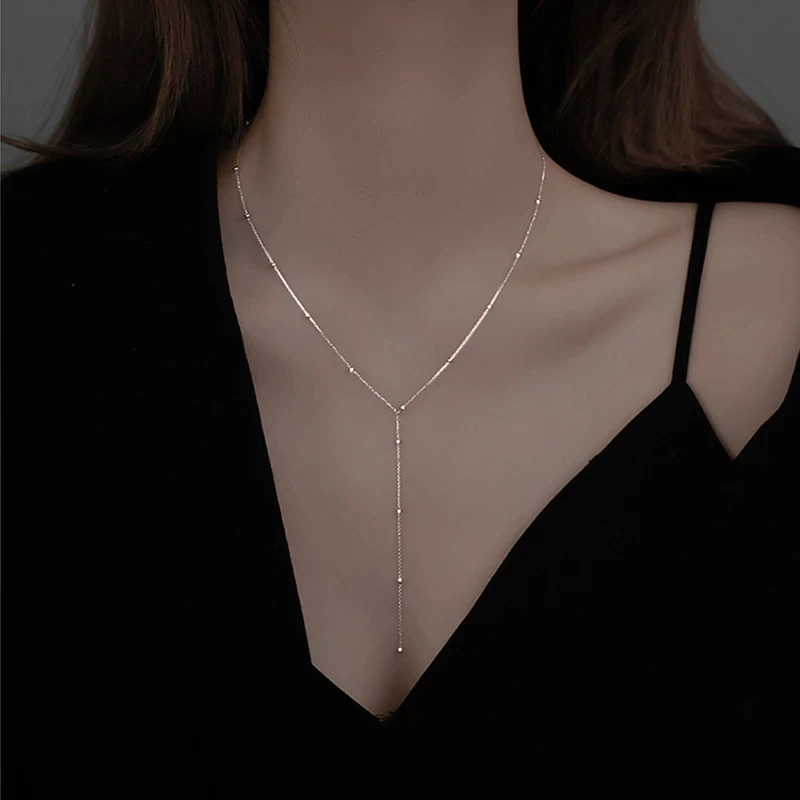 Chic Collarbone Necklace with Tassels-State of Style