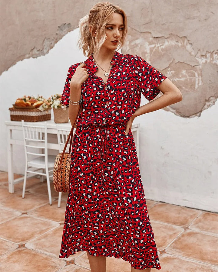 Chic Comfortable Dress - Sophia-Red-S-State of Style