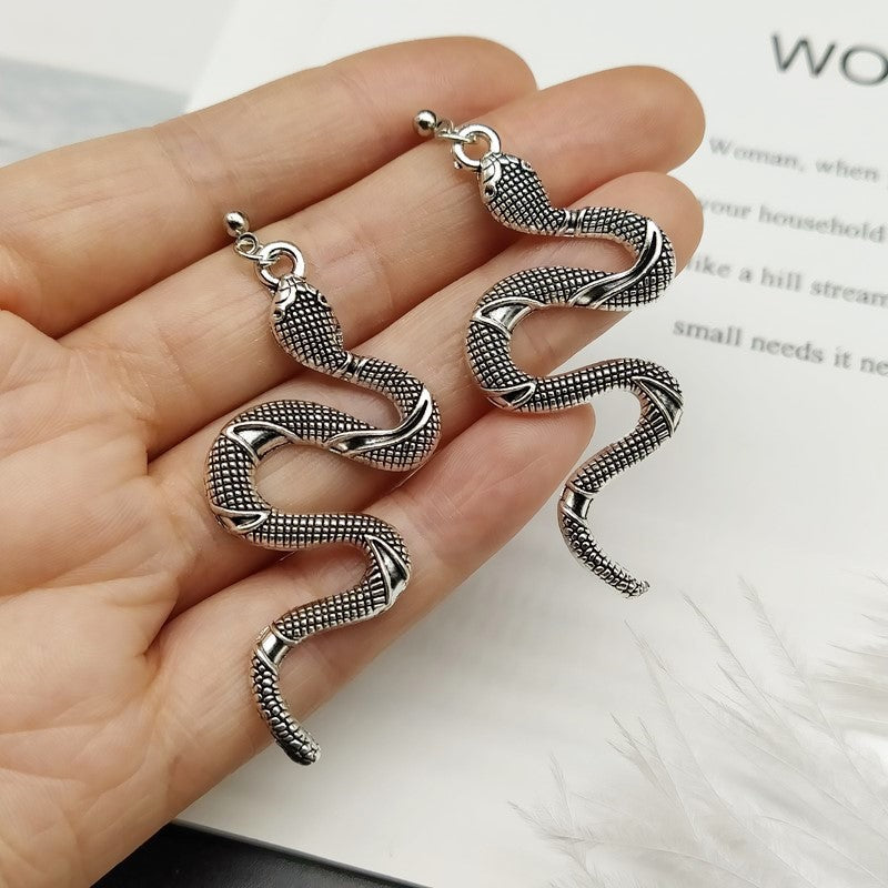 Chic Crystal Serpent Earrings | Snake-Inspired Glamour-Gold earrings snake-State of Style