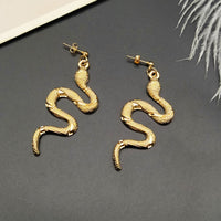 Chic Crystal Serpent Earrings | Snake-Inspired Glamour-Gold earrings snake-State of Style
