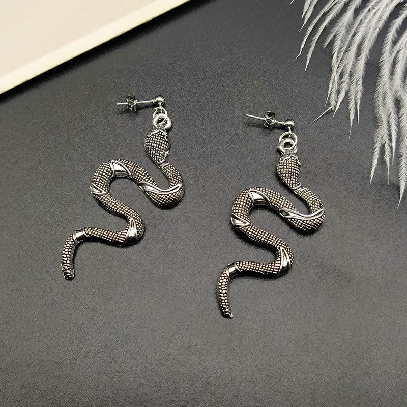 Chic Crystal Serpent Earrings | Snake-Inspired Glamour-Gold earrings snake-State of Style