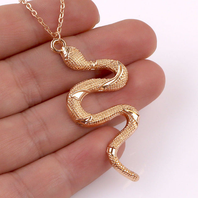 Chic Crystal Serpent Earrings | Snake-Inspired Glamour-Gold snake necklace-State of Style