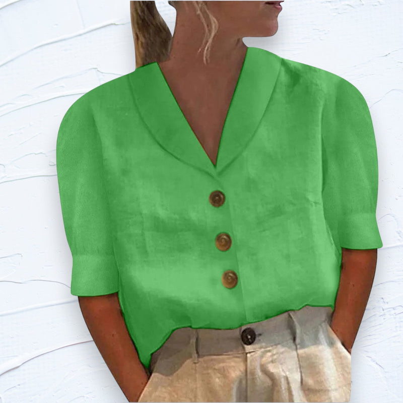 Chic Ladies Blouse with Collar and Buttons - Vivienne-Green-S-State of Style
