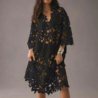 Chic Midi Dress with Embroidered Details - Isla-Black-XS-State of Style