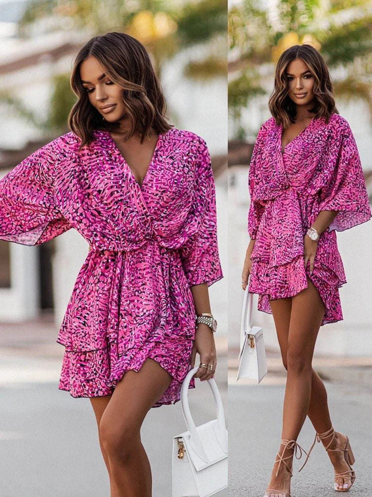Chic Mini Dress | Elegant and Comfortable-Orange & Pink-S-State of Style