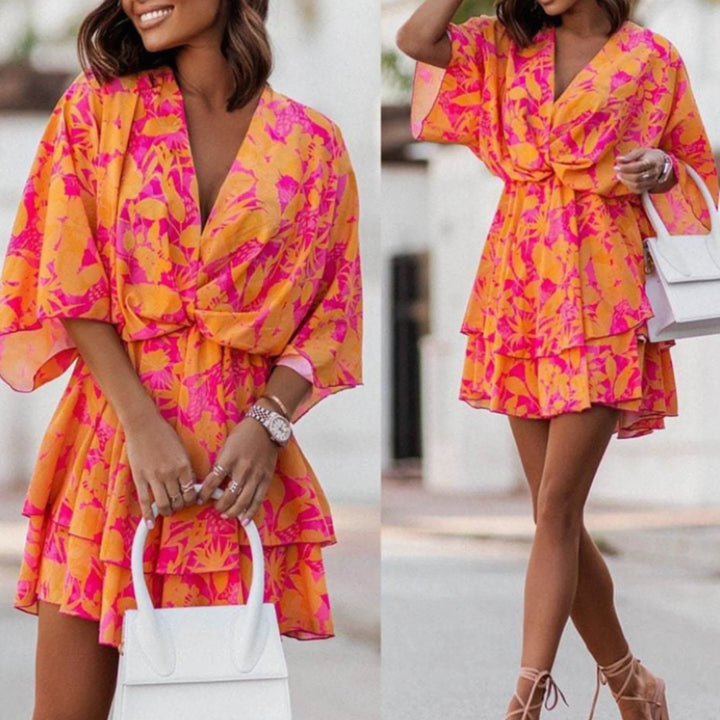 Chic Mini Dress | Elegant and Comfortable-Orange & Pink-S-State of Style