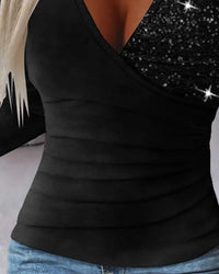 Chic Overlay Top with Sequins and Ruffles - Sabrina-Red-S-State of Style