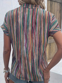 Chic Oversized Striped Button-Up Blouse-Purple-2XL-State of Style