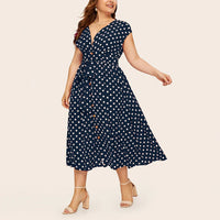 Chic Printed Midi Dress – Effortless Elegance & Comfort-Navy Blue-2XL-State of Style