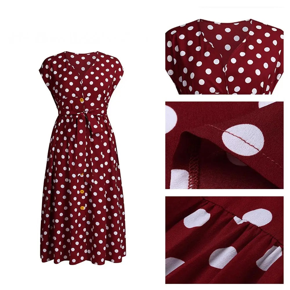 Chic Printed Midi Dress – Effortless Elegance & Comfort-Red-2XL-State of Style