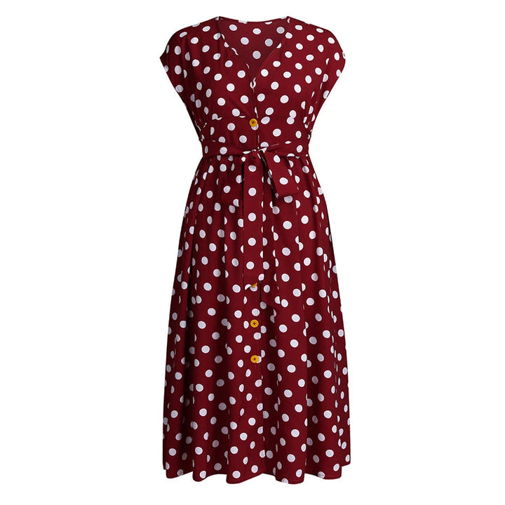 Chic Printed Midi Dress – Effortless Elegance & Comfort-Red-2XL-State of Style