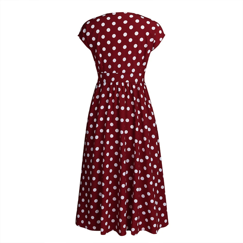 Chic Printed Midi Dress – Effortless Elegance & Comfort-Red-2XL-State of Style