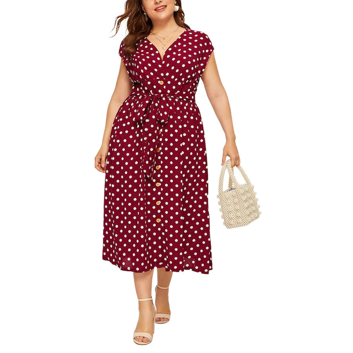 Chic Printed Midi Dress – Effortless Elegance & Comfort-Red-2XL-State of Style