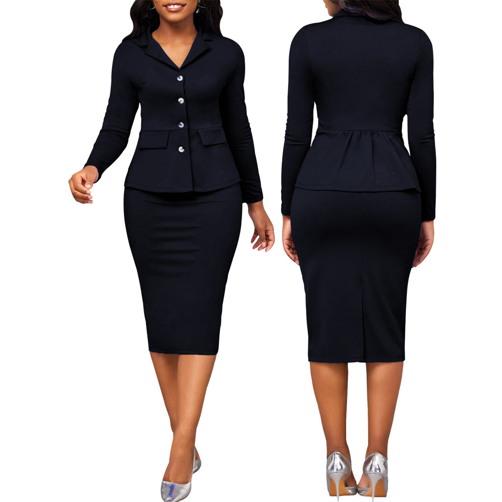 Chic Two-Piece Ladies Suit - Elena-Dark blue-S-State of Style