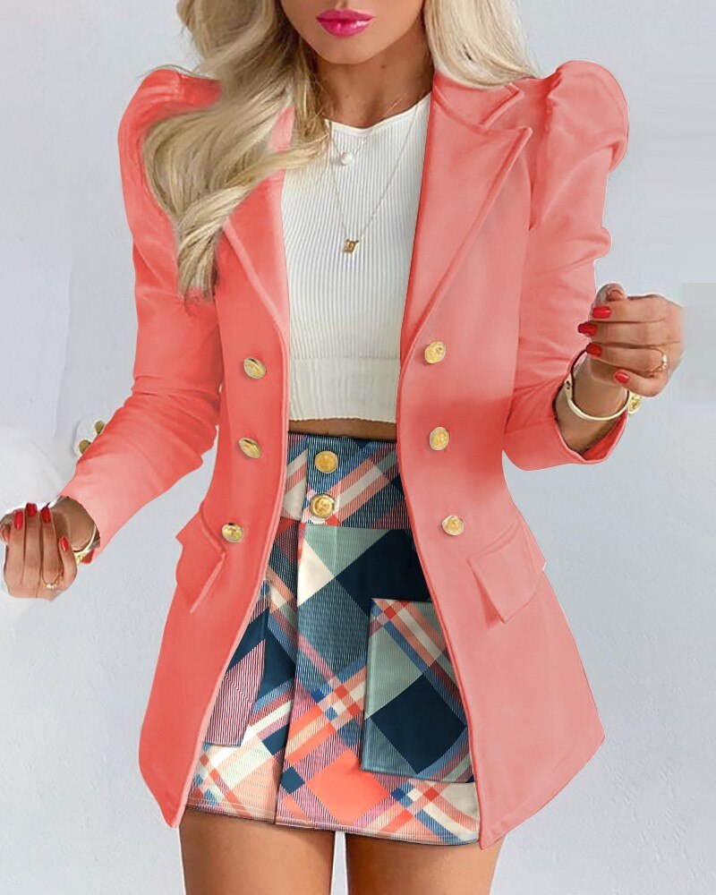 Chic Two-Piece Set | Blazer and Skirt | Elegant Office Wear-Pink-S-State of Style